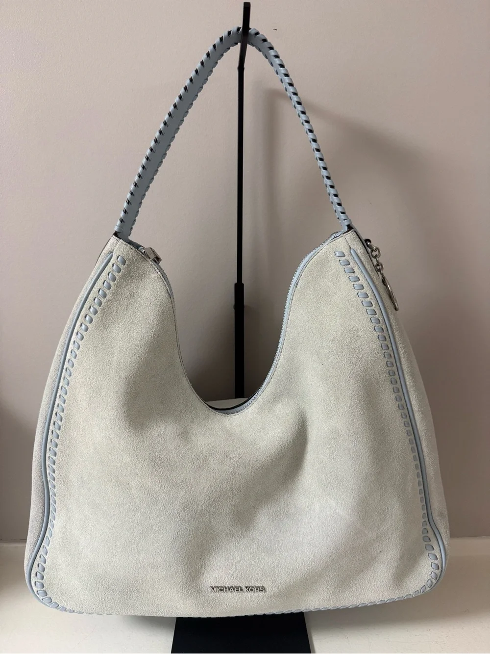 NWT! MICHAEL KORS Pale Blue Suede Hobo Bag